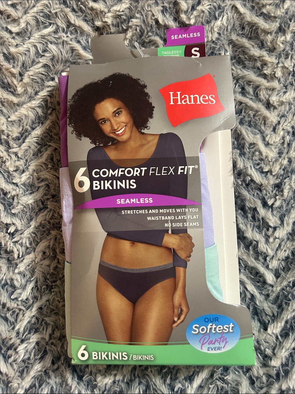 Hanes Women’s Comfort Flex Fit Seamless Bikinis Purple Lavender & Green (3 Pair)